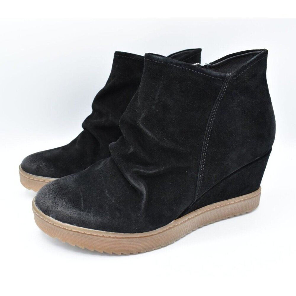 Sofft Womens Size 8.5 Siri Black Suede Wedge Booties Boots Shoes